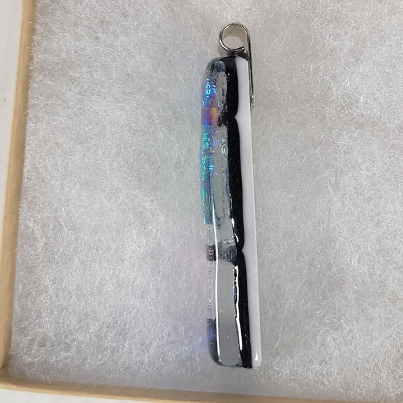 Fused Dichroic Glass Abstract Design Pendant Jewelry Crafting - Picture 5 of 7